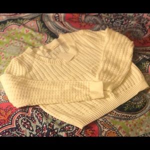 CROPPED PEEK A BOO SWEATER, SIZE XS IVORY